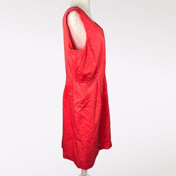 Tahari Arthur S. Levine Papaya Sleeveless Shift Dress V-Neck Size 16 - Picture 7 of 11